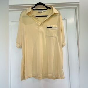Vintage Idletime Mens 70s Yellow 1/4 Button Short Sleeve Polo Shirt Size XL